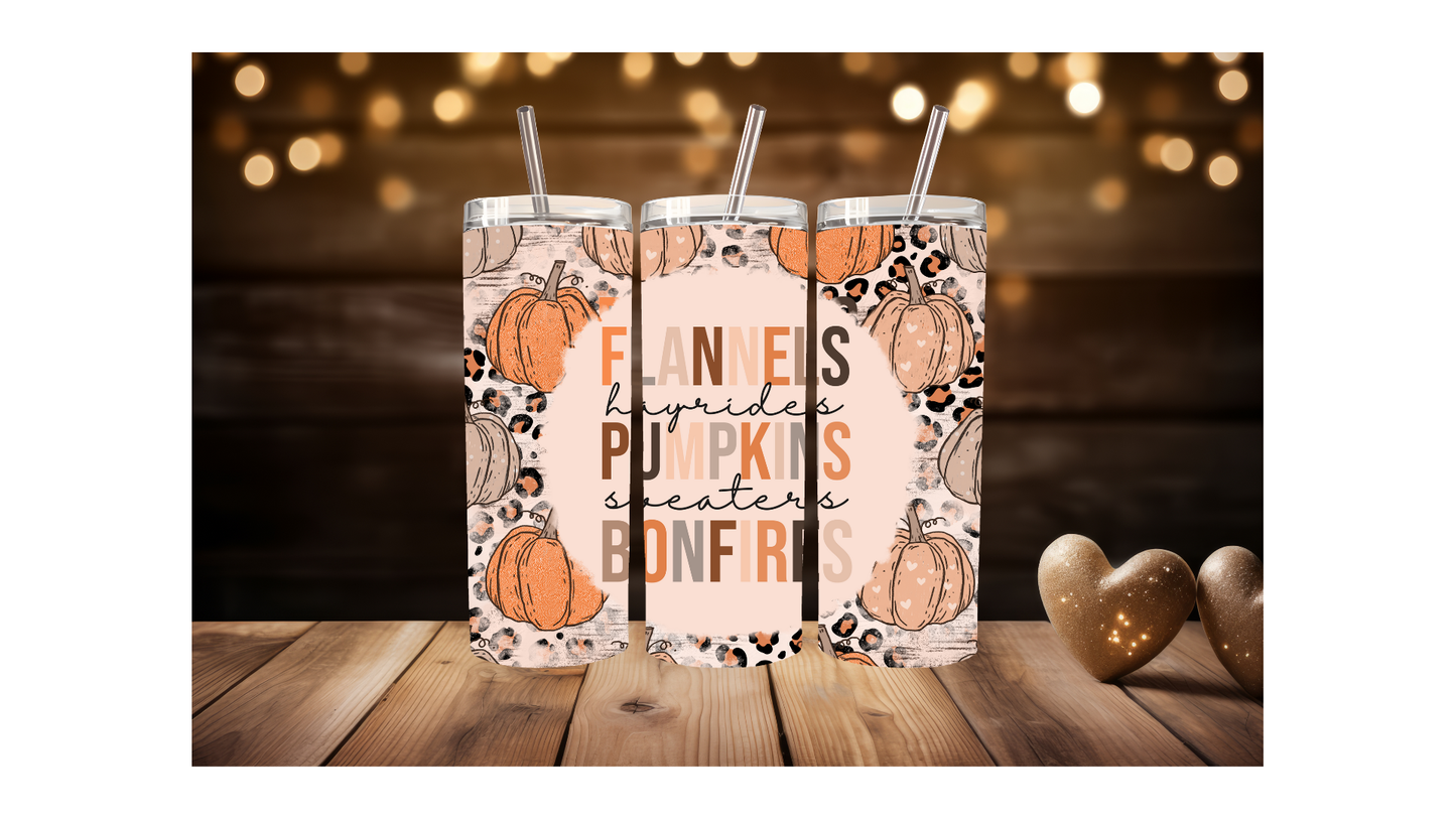Flannels, Hayrides, Pumpkins, Sweaters, Bonfires Tumbler