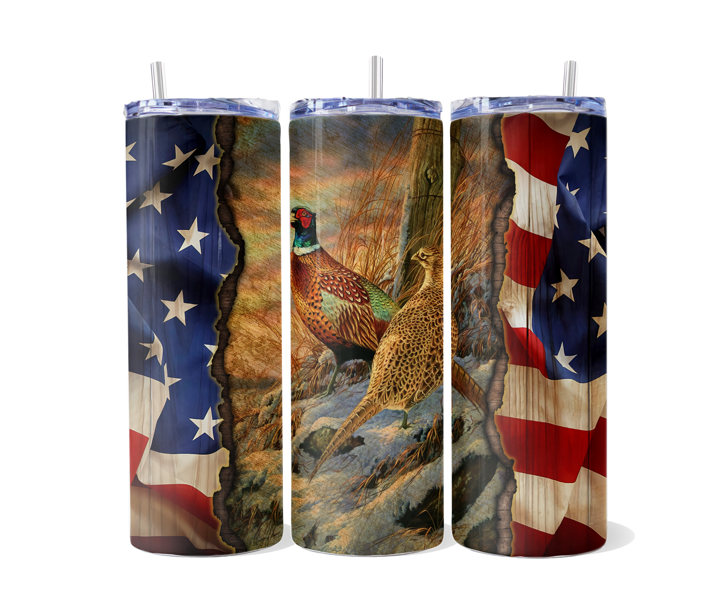 Pheasant and Quail with Flag Tumbler