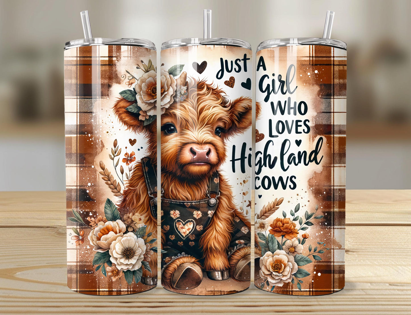 Just A Girl Who Loves Highland Cow Tumbler | 20oz Skinny Tumbler | Skinny Tumbler | 20oz Highland Cow Tumbler |
