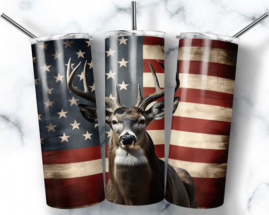 Deer with Flag Tumbler