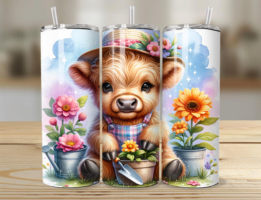 Highland Cow Gardening Tumbler