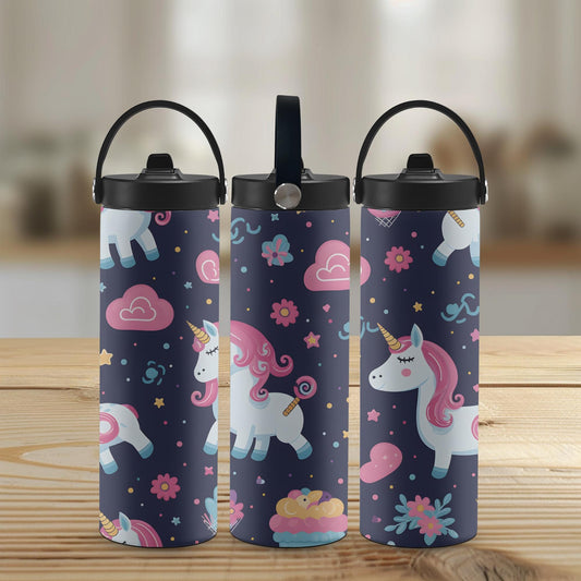 Unicorn Tumbler | 20oz Flip Top Straw Tumbler with Handle | 20oz Unicorn Tumbler | Tumbler for Girls | Back to School Water Bottle