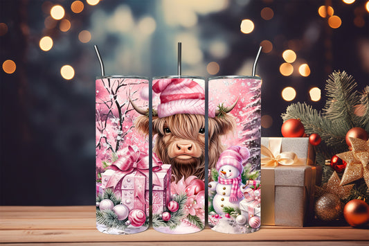 Christmas Highland Cow Tumbler