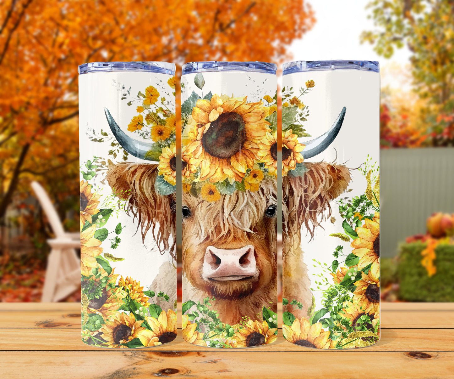 Sunflower Highland Cow Tumbler