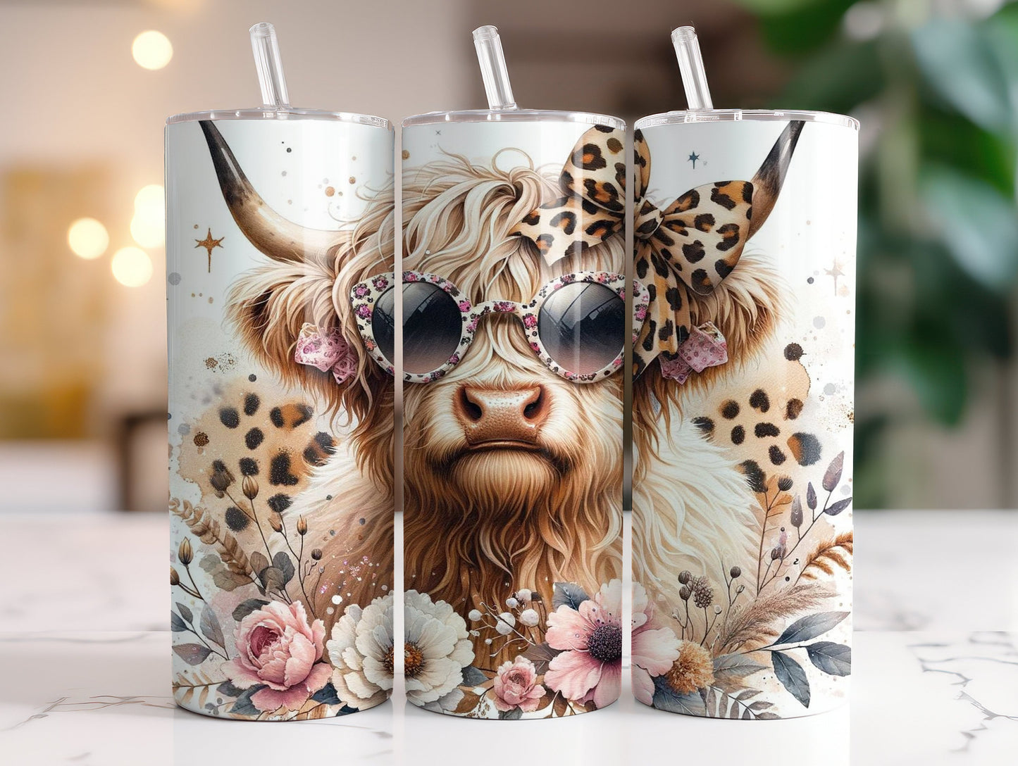 Fancy Highland Cow Tumbler